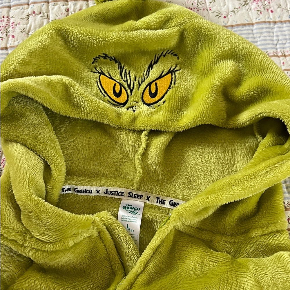 Justice Lime Green Grinch Fleece Onesie - Picture 3 of 4